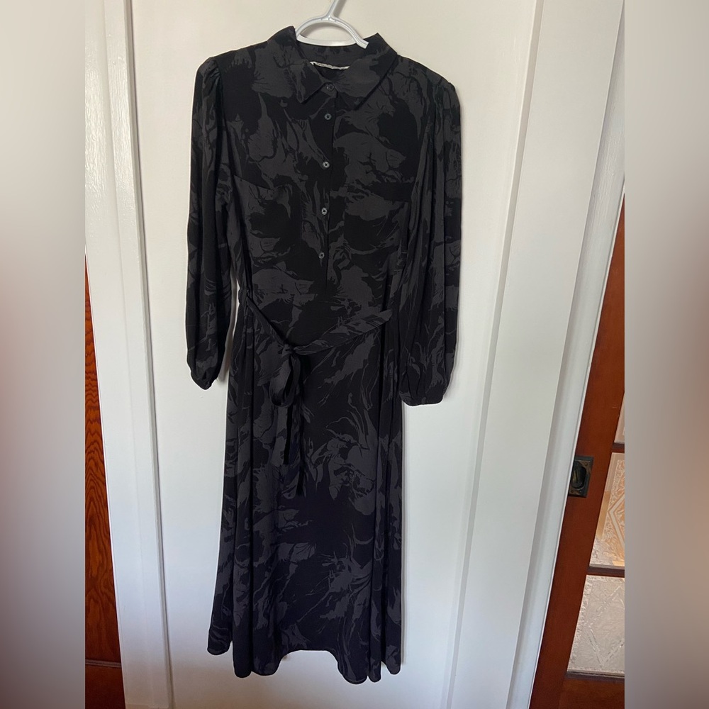 Zara Black and Gray midi shirt dress